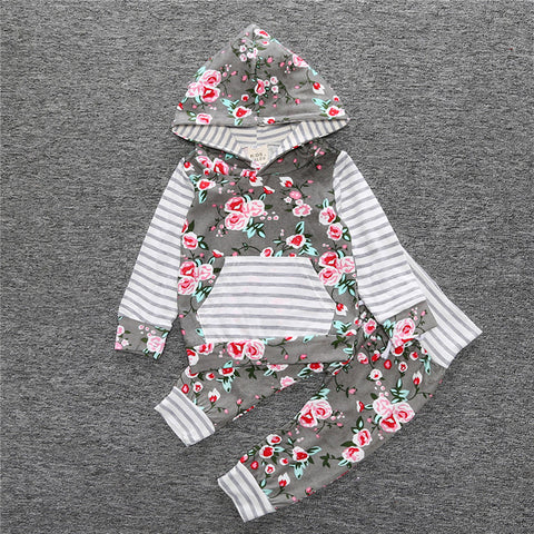Hooded Long Sleeve With Floral Pants