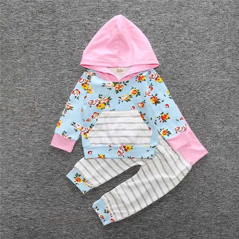 Hooded Long Sleeve With Floral Pants